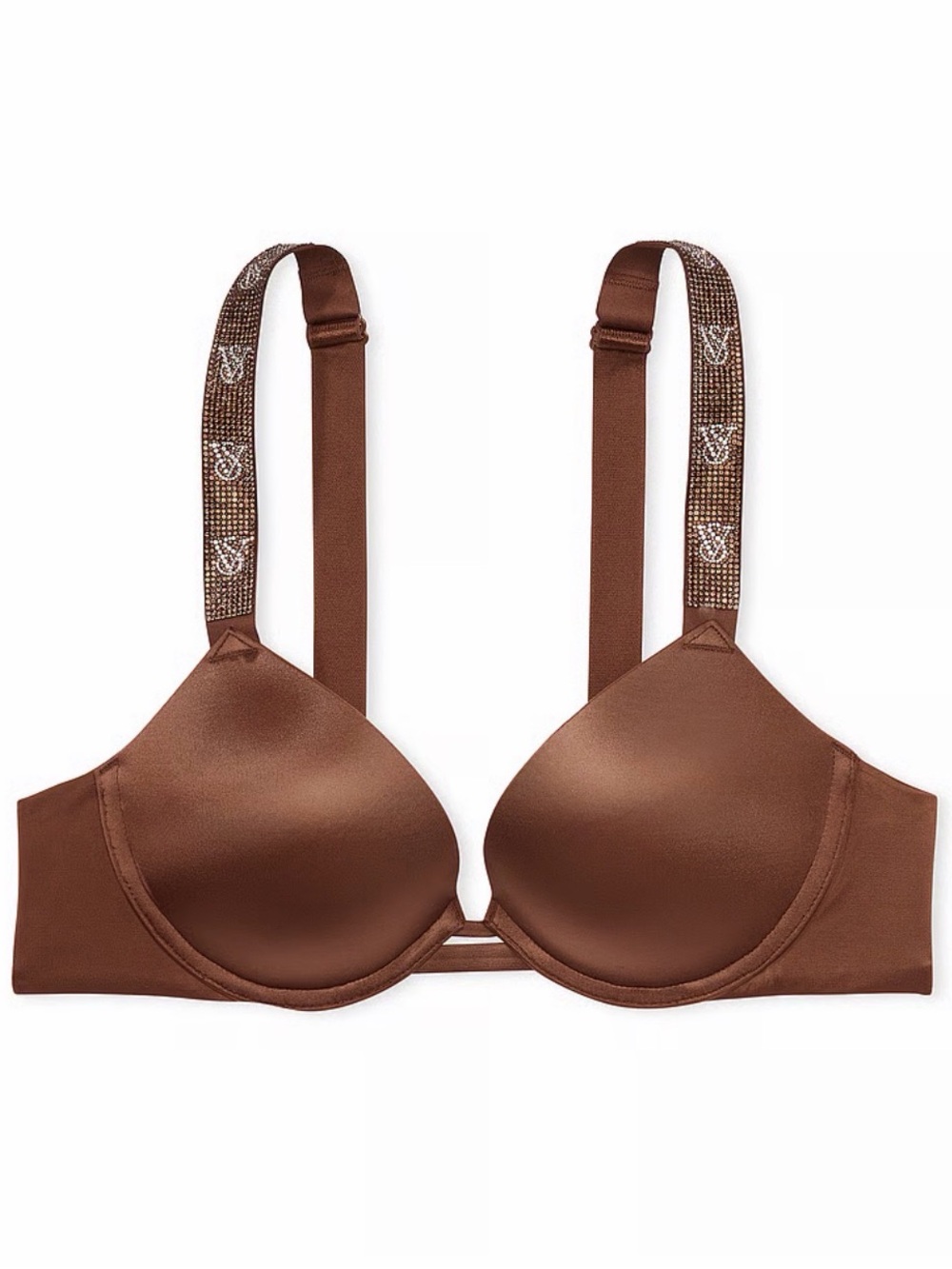 Victoria's Secret Very Sexy Shine Strap Smooth Push-Up Bra Sz 32B Mocha Brown